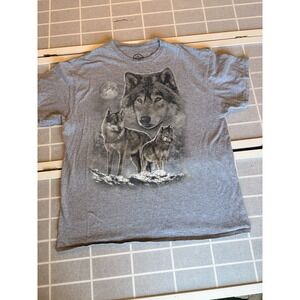 DOM Wolf Pack Gray XL T-Shirt Relaxed Granola Grunge Shirt